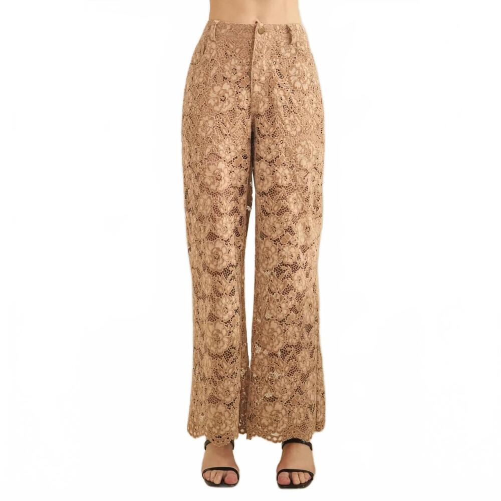 NEW OLI & HALI floral lace pant in beige